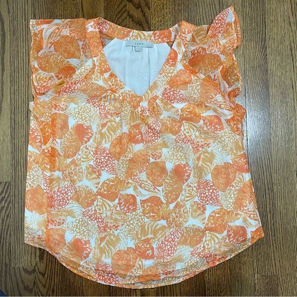 Loft Flutter Sleeve Blouse Orange/Spring/Summer Size Medium - Picture 1 of 7